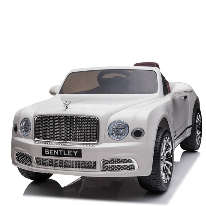 12V White Luxury Bentley Mulsanne Kids' Ride-on Car W/ EVA Rubber Wheels, Music & RC.