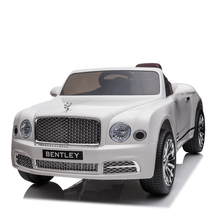12V White Luxury Bentley Mulsanne Kids' Ride-on Car W/ EVA Rubber Wheels, Music & RC.