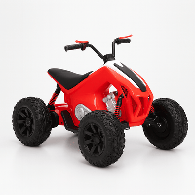 Red Sport Utility Edition 24V Ride-on Quad For Kids With Rubber Wheels, Leather Seat & Music.