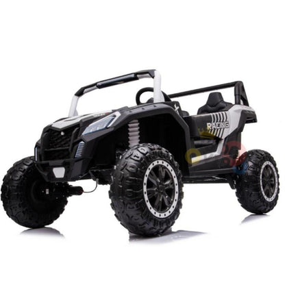 White 2-Seater XXL Edition Blade BT 24V/4WD Kids' Exclusive Buggy/UTV With Rubber Wheels, Leather Seats, Music & RC.