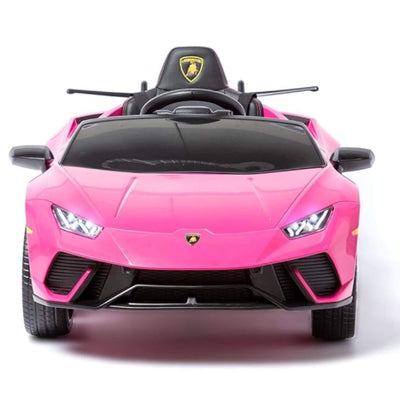 12V Pink Lamborghini Huracan Licensed Sport Edition 4X4 Ride-On Car W/ Rubber Wheels, Bluetooth & RC.