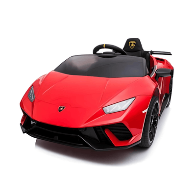 12V Red Lamborghini Huracan Licensed Sport Edition 4X4 Ride-On Car W/ Rubber Wheels, Bluetooth & RC.