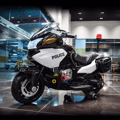 24V Police Officer Edition Kids' Motorcycle W/ Rubber Wheels, Emergency Siren, Lights & Music.
