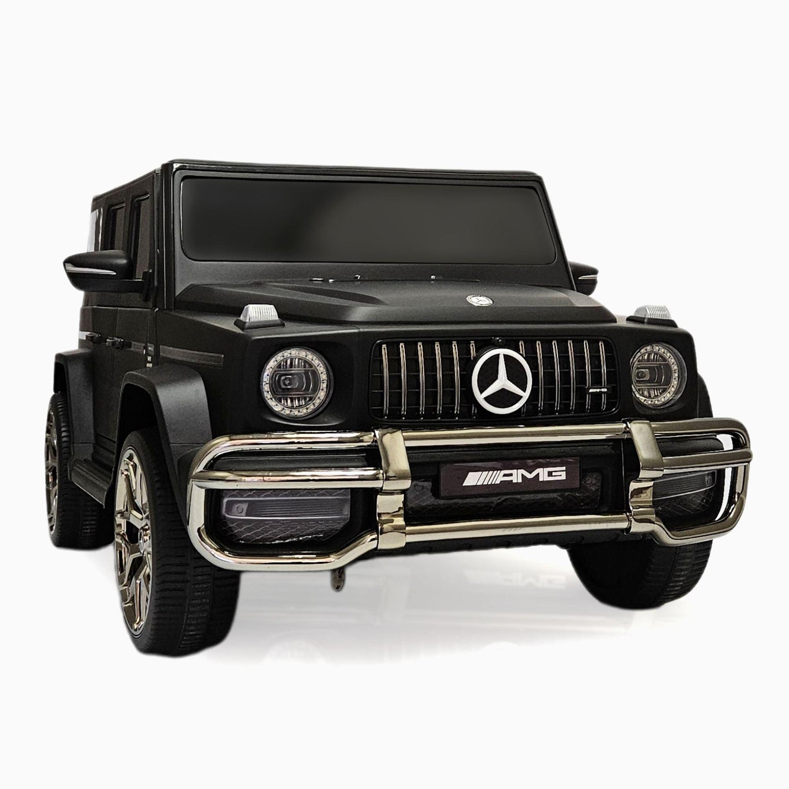 24V Exclusive Matte Black Mercedes Benz G63 2-Seater 4x4 Kids' Ride-on SUV W/ EVA Wheels, Leather Seats, Light-up Logo, BT & RC.