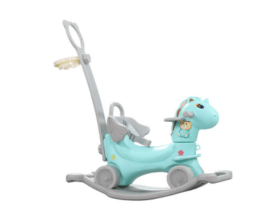 Kids' & Toddlers' 3-in-1 Foot to Floor Ride-on Rocking Riding Toy W/ Handle, Music & Basketball Hoop.