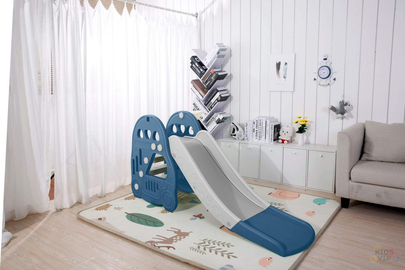 Kids' and Toddlers' Car Edition Interactive Indoor / Outdoor Playset W/ Slide, Closed Steps & Basketball Hoop.