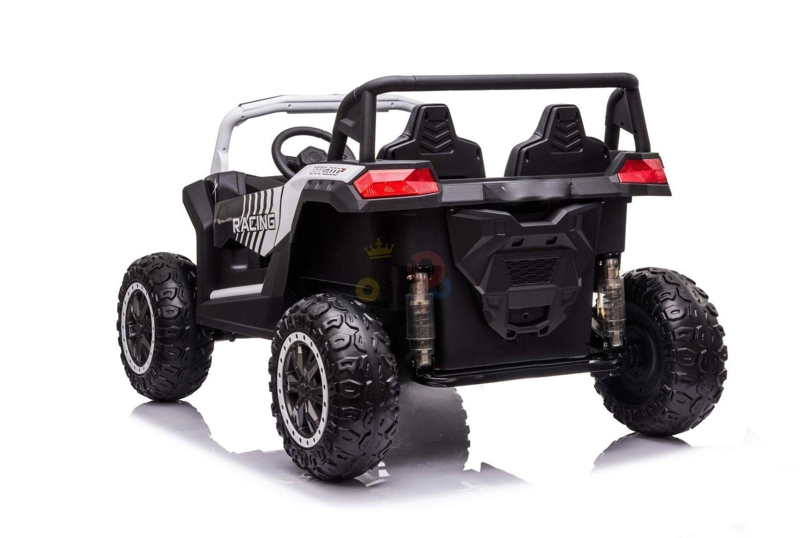 White 2-Seater XXL Edition Blade BT 24V/4WD Kids' Exclusive Buggy/UTV With Rubber Wheels, Leather Seats, Music & RC.