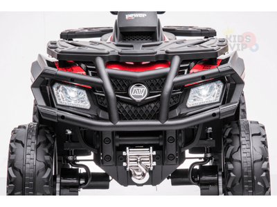 24V Red Upgraded Titan Edition 4x4 Ride-On Quad ATV W/ EVA Rubber Wheels, Bluetooth Music & Lights.