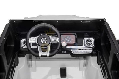 24V Exclusive White Mercedes Benz G63 2-Seater 4x4 Kids' Ride-on SUV W/ EVA Wheels, Leather Seats, Light-up Logo, BT & RC.