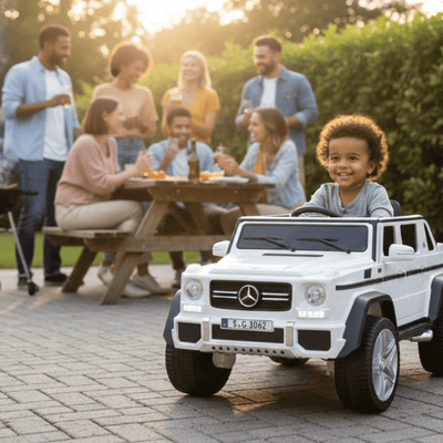 12V White Luxury Mercedes Maybach G650s Kids' 4x4 Ride-on SUV W/ Rubber Wheels, Music & RC.