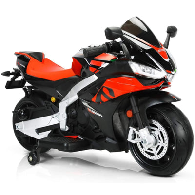 24V Upgraded Aprilia RSV4 Super Motorcycle W/ EVA Rubber Wheels, Music & Lights.