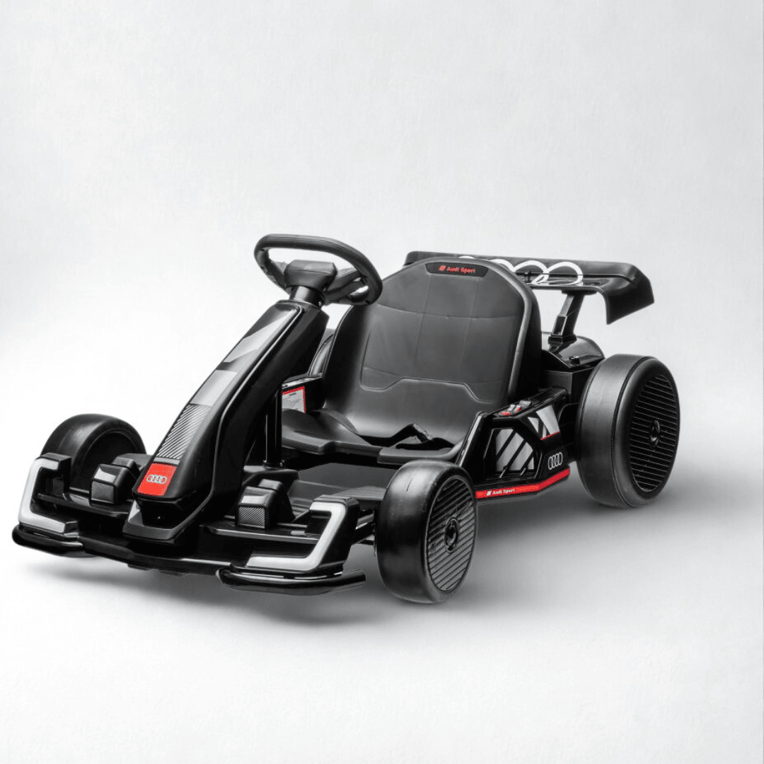 24V Black Newest Upgraded Audi Drifting Go Kart W/ 180° Drift, Bluetooth Music & Lights.