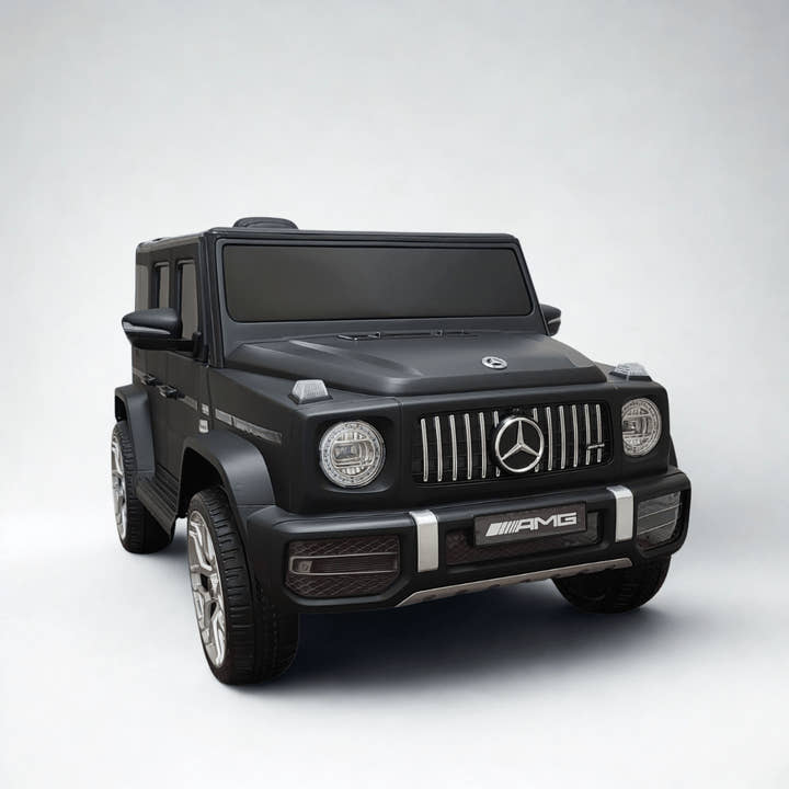 12V Luxury Matte Black Edition Mercedes Benz AMG G63 Ride-On SUV W/ Rubber Wheels, Leather Seat, Bluetooth & RC.
