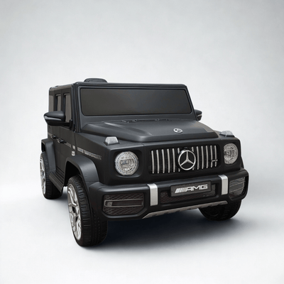 12V Luxury Matte Black Edition Mercedes Benz AMG G63 Ride-On SUV W/ Rubber Wheels, Leather Seat, Bluetooth & RC.