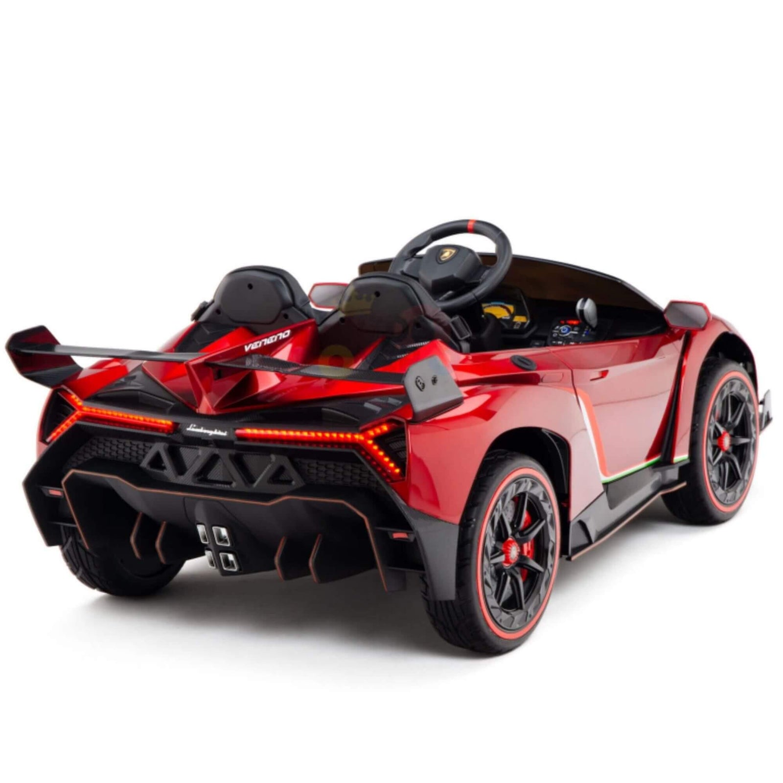 12V Red Lamborghini Veneno 4X4 Limited Edition Ride-on Car W/ EVA Rubber Wheels, Bluetooth & RC.