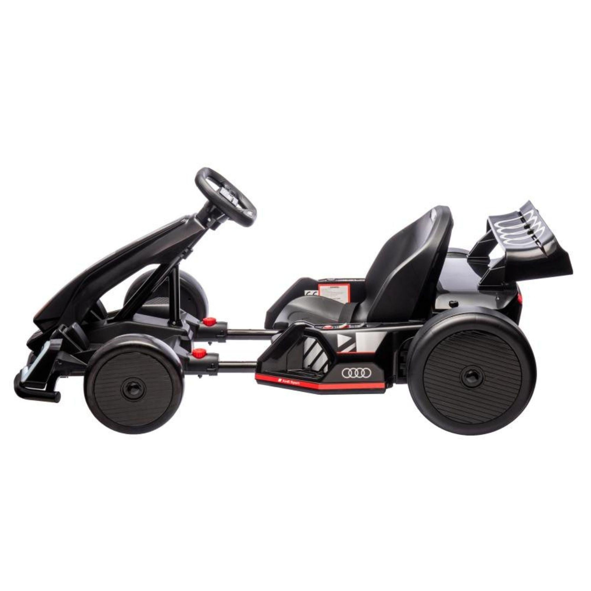 24V Black Newest Upgraded Audi Drifting Go Kart W/ 180° Drift, Bluetooth Music & Lights.