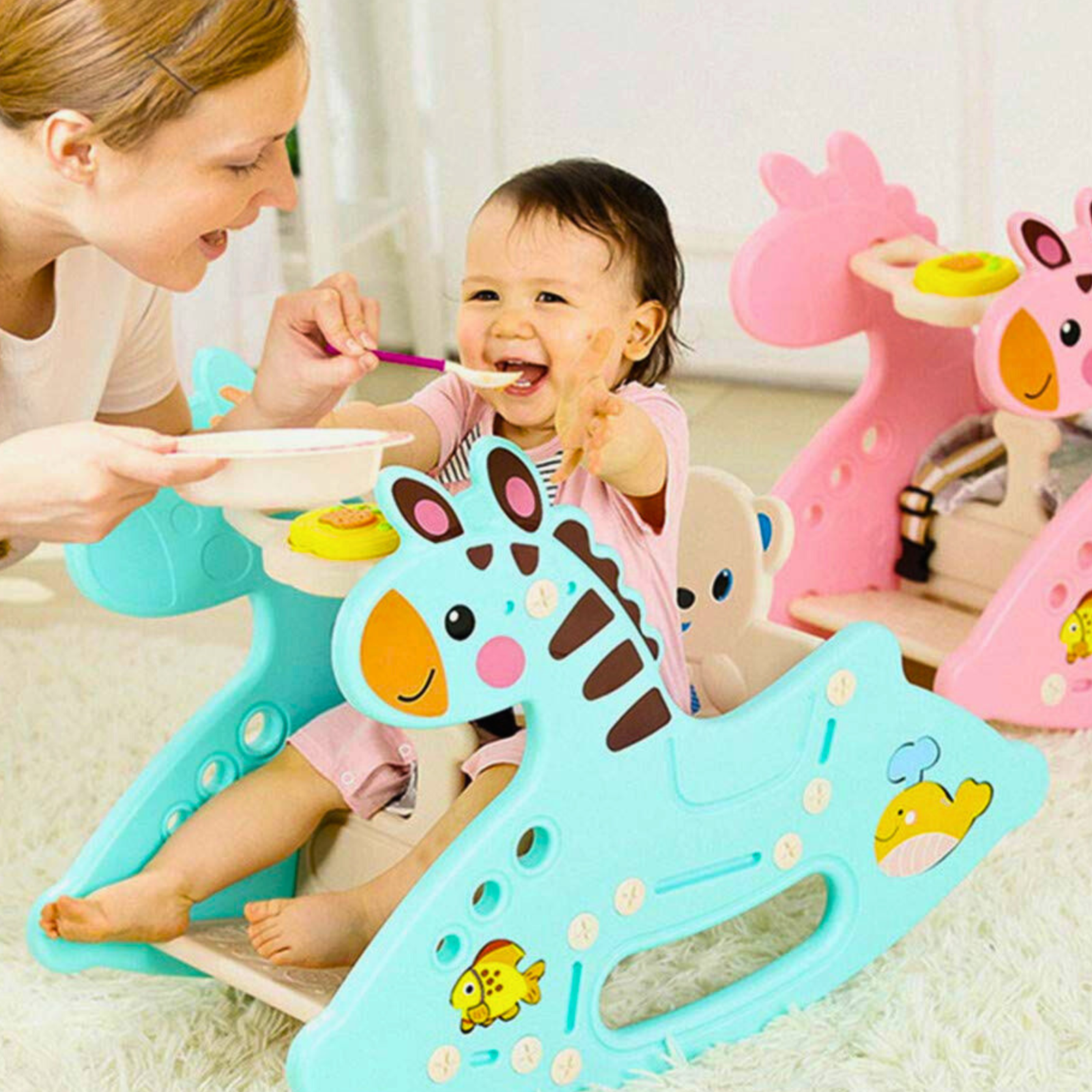 Toddlers' and Infants' Rocking Zebra Edition Chair - Blue.