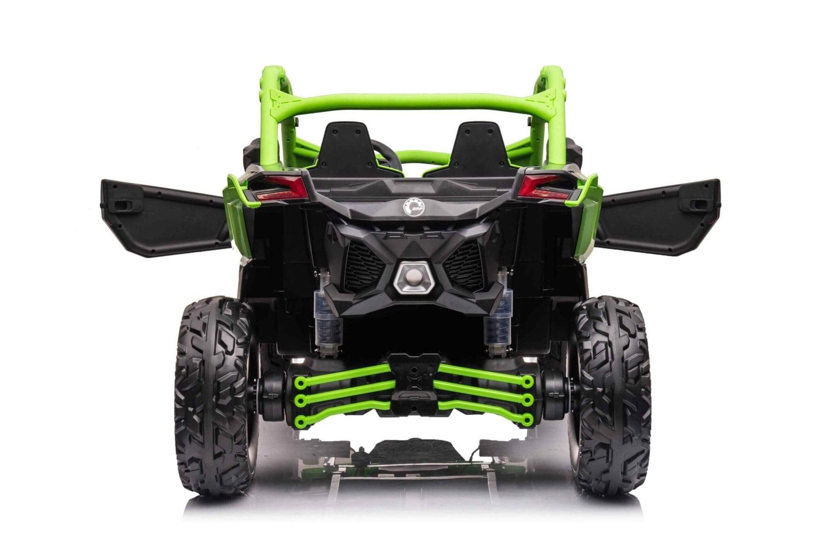 Green Licensed LX Performance Edition 2x24V Can-Am Maverick 4WD Double 24V Battery Pack, 2-Seater Kids' Buggy W/ Music, EVA Rubber Wheels, Leather Seats & RC.