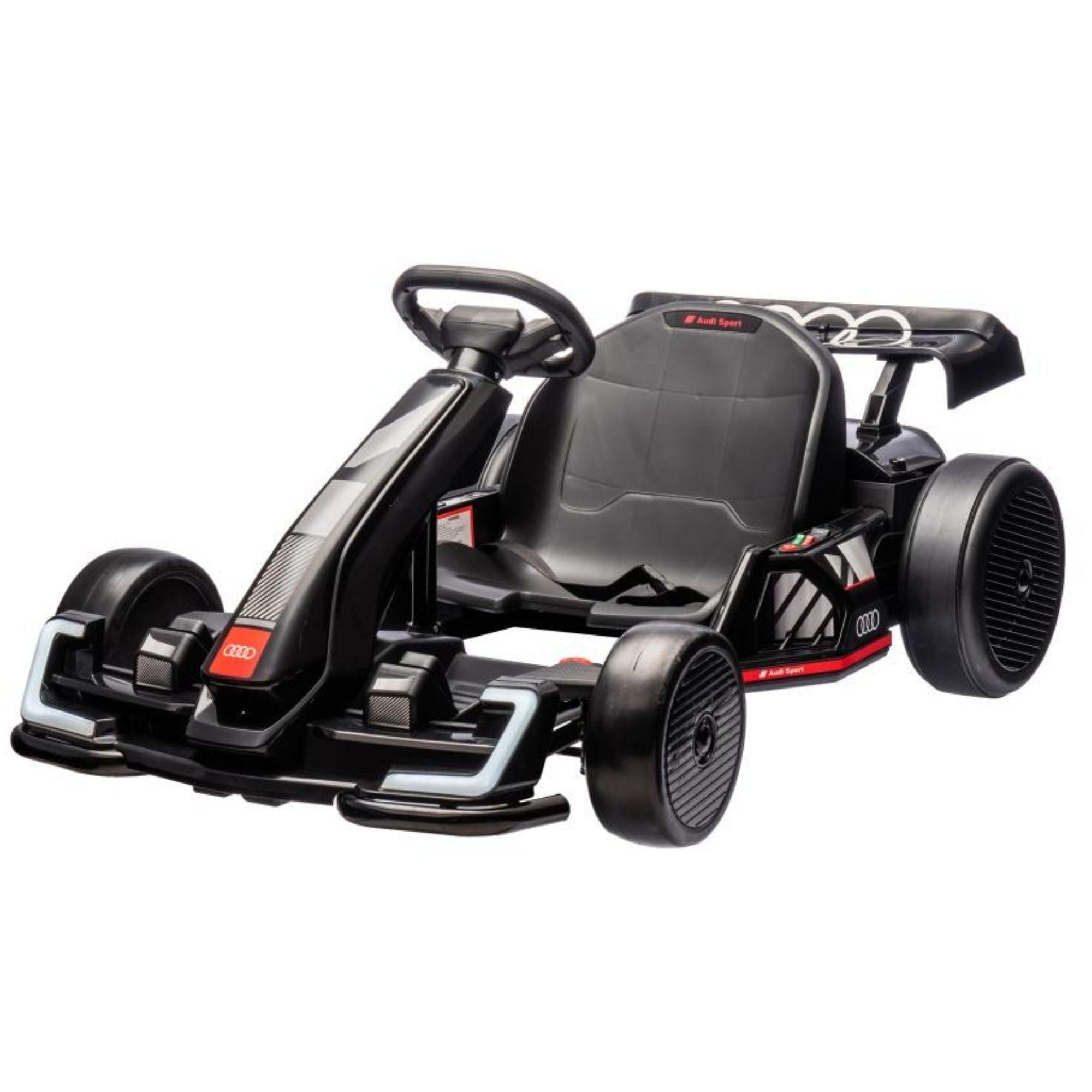 24V Black Newest Upgraded Audi Drifting Go Kart W/ 180° Drift, Bluetooth Music & Lights.