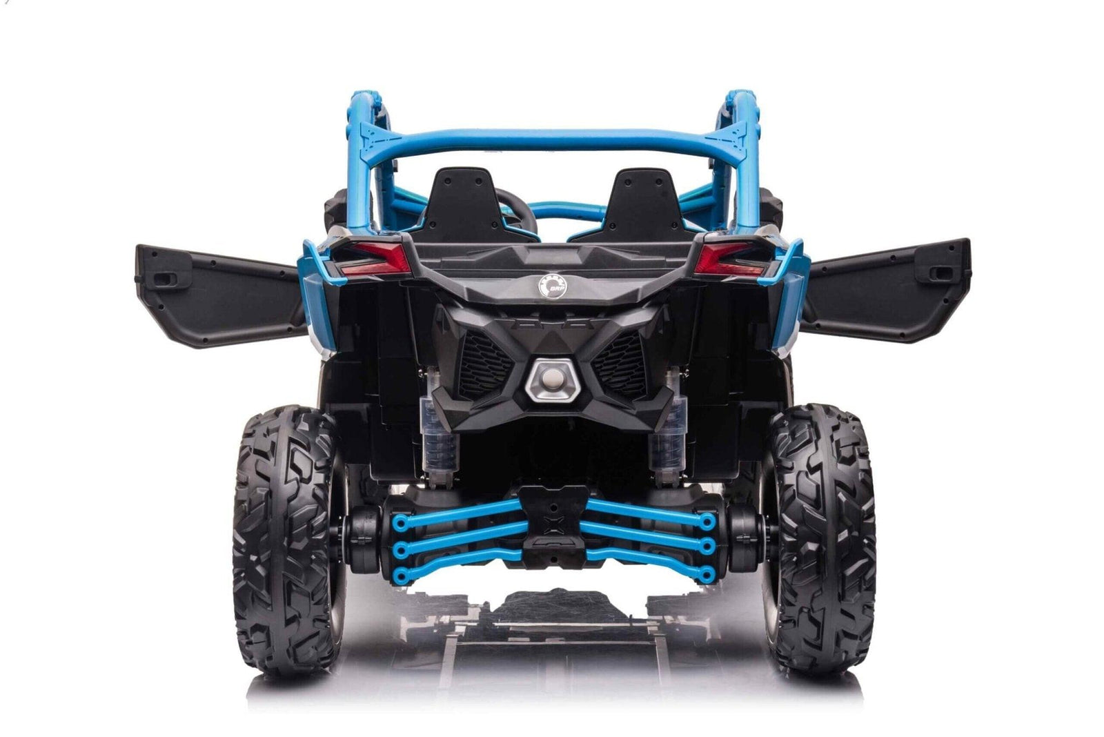 Blue Licensed LX Performance Edition 2x24V Can-Am Maverick 4WD Double 24V Battery Pack, 2-Seater Kids' Buggy W/ Music, EVA Rubber Wheels, Leather Seats & RC.