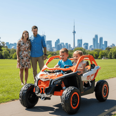 Orange Licensed LX Performance Edition 2x24V Can-Am Maverick 4WD Double 24V Battery Pack, 2-Seater Kids' Buggy W/ Music, EVA Rubber Wheels, Leather Seats & RC.