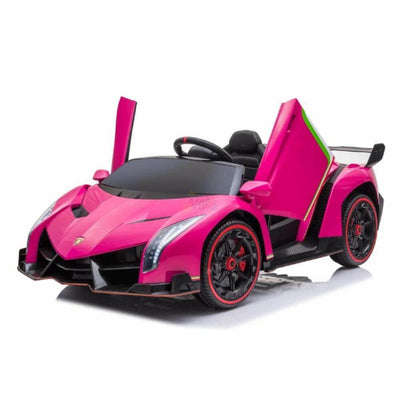 12V Pink Lamborghini Veneno 4X4 Limited Edition Ride-on Car W/ EVA Rubber Wheels, Bluetooth & RC.