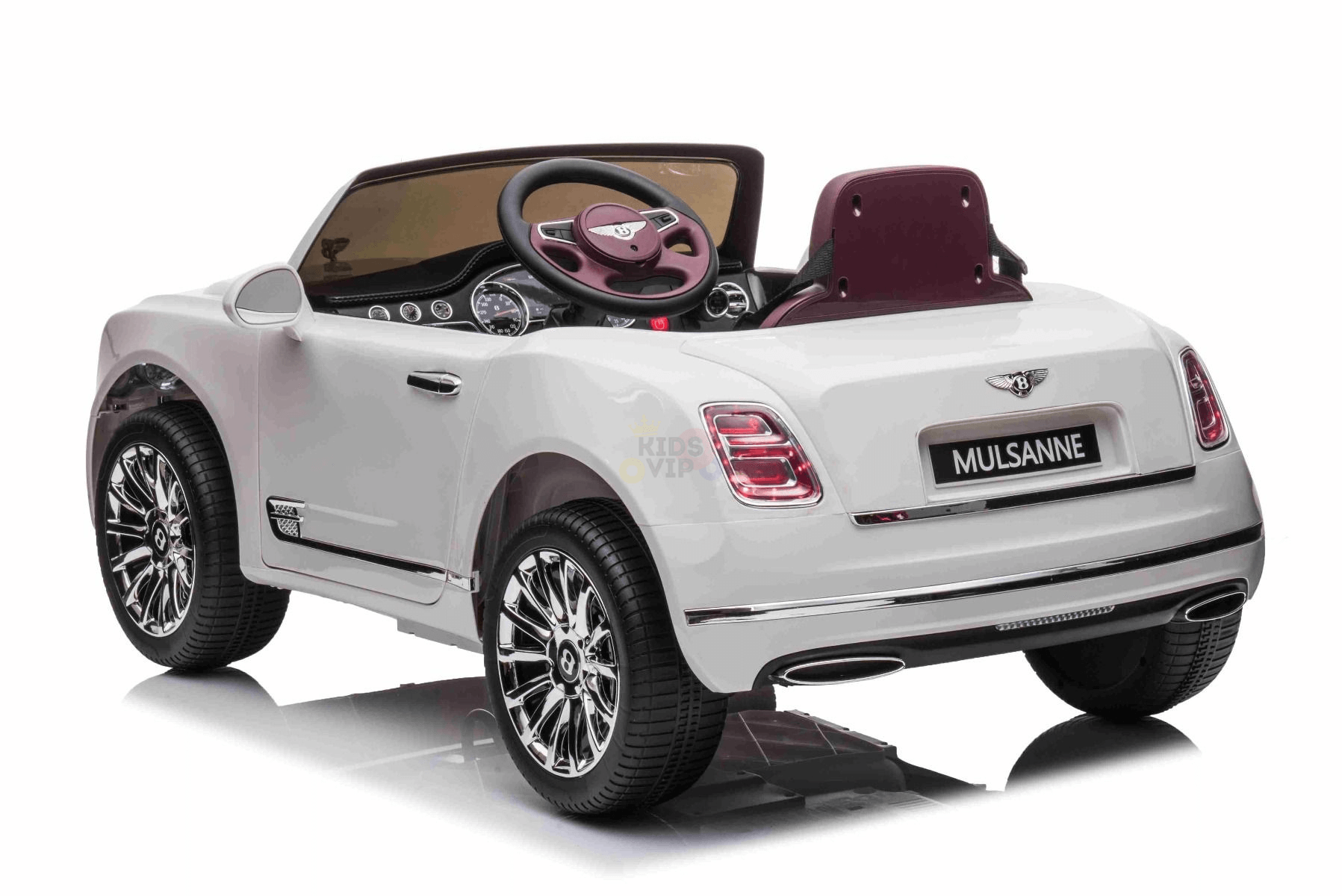 12V White Luxury Bentley Mulsanne Kids' Ride-on Car W/ EVA Rubber Wheels, Music & RC.