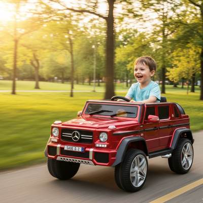 12V Red Luxury Mercedes Maybach G650s Kids' 4x4 Ride-on SUV W/ Rubber Wheels, Music & RC.