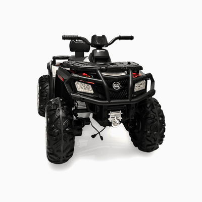 24V White Upgraded Titan Edition 4x4 Ride-On Quad ATV W/ EVA Rubber Wheels, Bluetooth Music & Lights.
