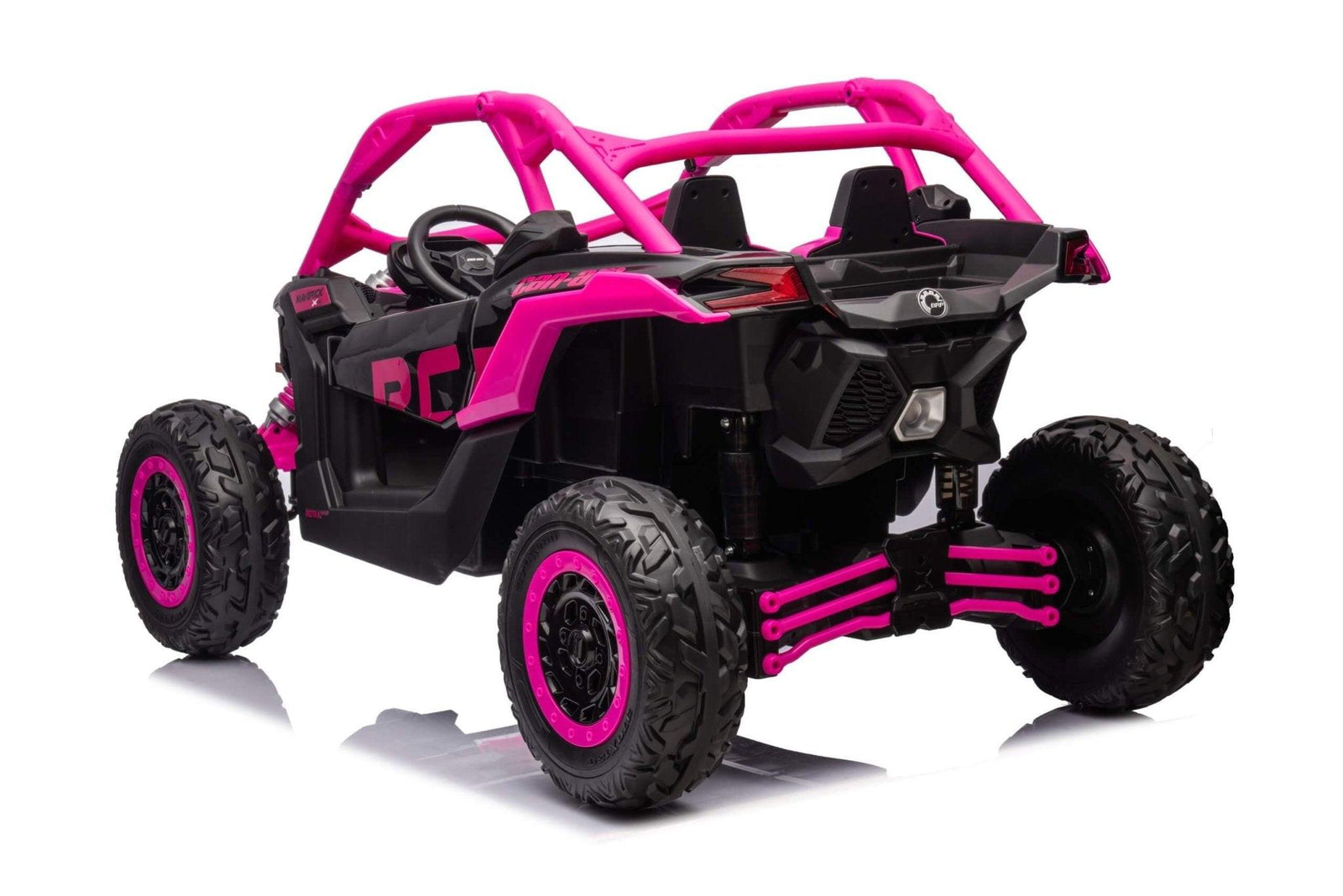 Pink Licensed LX Performance Edition 2x24V Can-Am Maverick 4WD Double 24V Battery Pack, 2-Seater Kids' Buggy W/ Music, EVA Rubber Wheels, Leather Seats & RC.