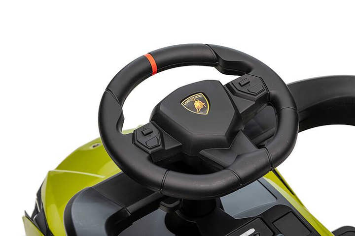 Green Complete Edition Lamborghini Sian 3-in-1 Push Car / Stroller W/ Detachable Handle, Safety Guards, Lights & Music.