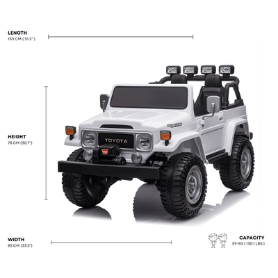 24V White 2-Seater Premium Edition Toyota 4x4 Truck for Kids W/ EVA Rubber Wheels, Music & RC.