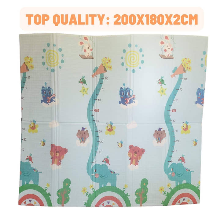 XL Luxury Indoor/ Outdoor Double Sided Foldable Waterproof Foam Play Mat - 200x180x2cm.