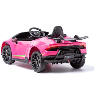 12V Pink Lamborghini Huracan Licensed Sport Edition 4X4 Ride-On Car W/ Rubber Wheels, Bluetooth & RC.