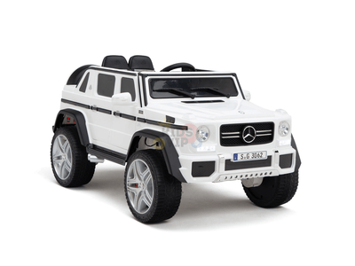 12V White Luxury Mercedes Maybach G650s Kids' 4x4 Ride-on SUV W/ Rubber Wheels, Music & RC.