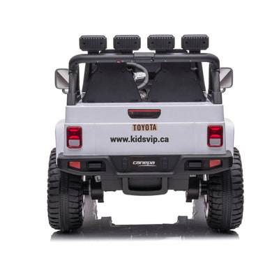 24V White 2-Seater Premium Edition Toyota 4x4 Truck for Kids W/ EVA Rubber Wheels, Music & RC.