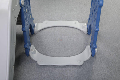 Blue Luxury 5-in-1 Castle Edition Playset for Kids W/ Slide, Closed Steps, Swing & Basketball Hoop.