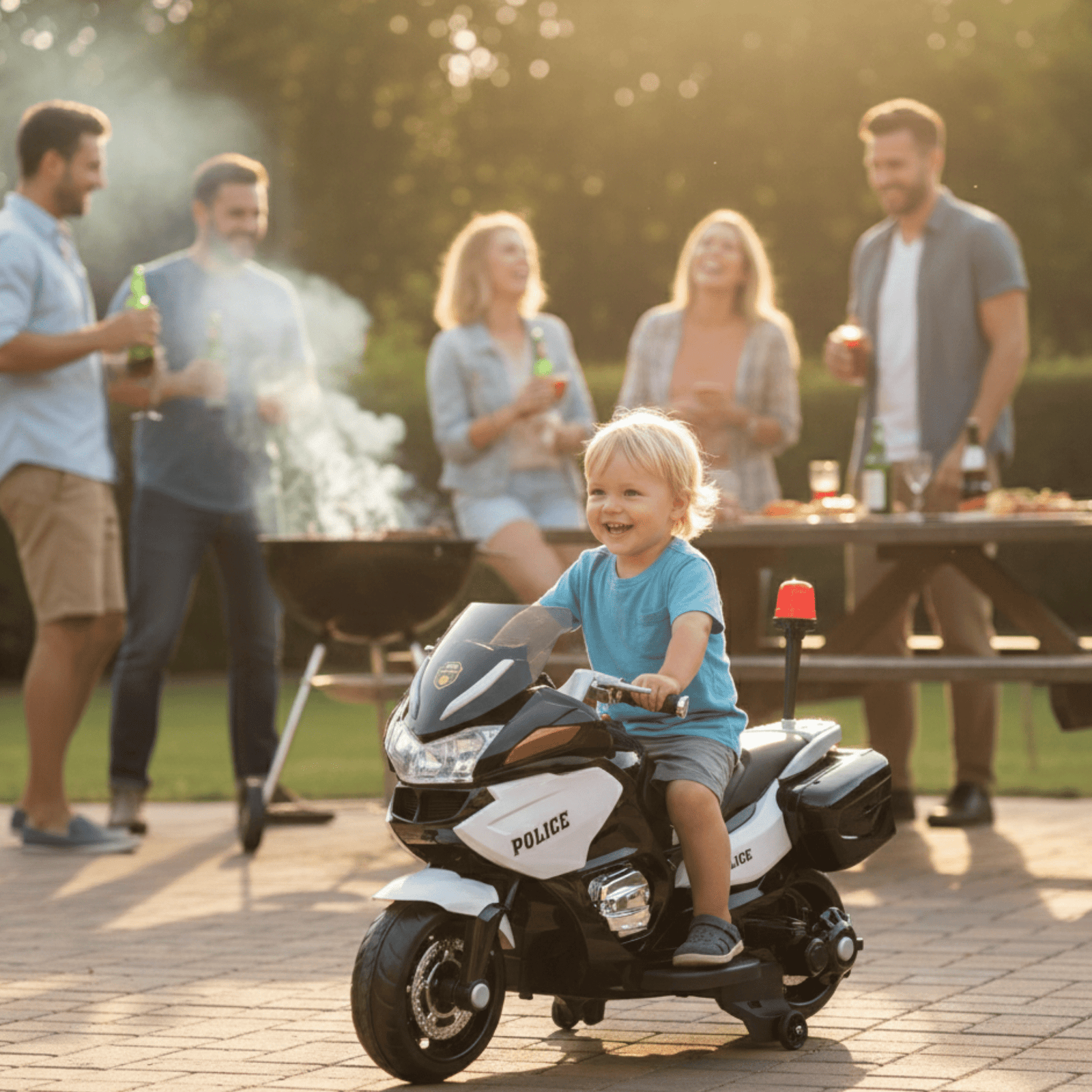 24V Police Officer Edition Kids' Motorcycle W/ Rubber Wheels, Emergency Siren, Lights & Music.