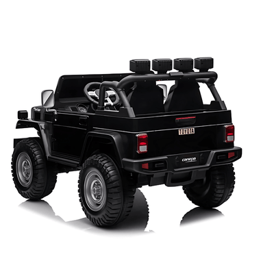 24V Black 2-Seater Premium Edition Toyota 4x4 Truck for Kids W/ EVA Rubber Wheels, Music & RC.