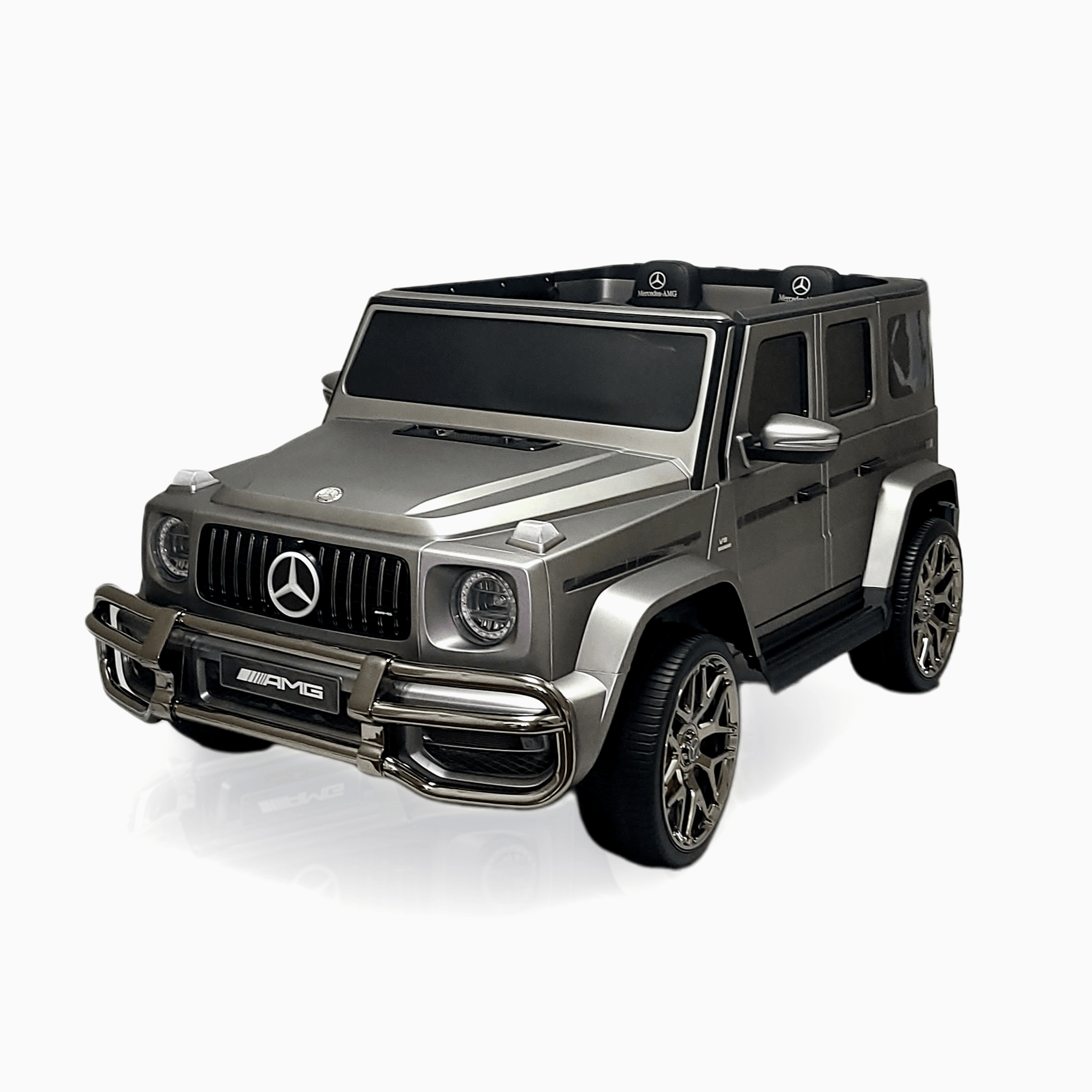 24V Exclusive Matte Grey Mercedes Benz G63 2-Seater 4x4 Kids' Ride-on SUV W/ EVA Wheels, Leather Seats, Light-up Logo, BT & RC.