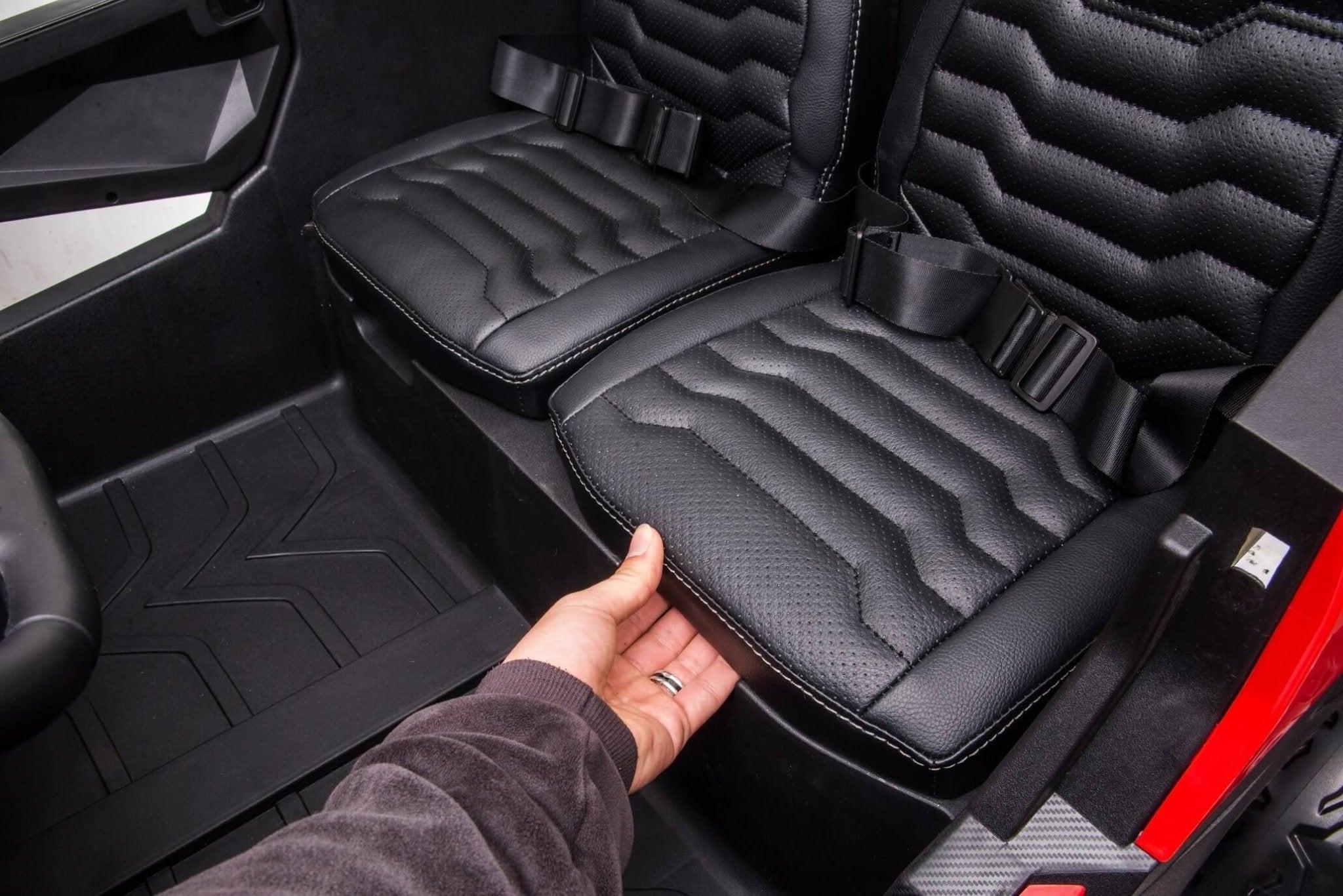 White 2-Seater XXL Edition Blade BT 24V/4WD Kids' Exclusive Buggy/UTV With Rubber Wheels, Leather Seats, Music & RC.