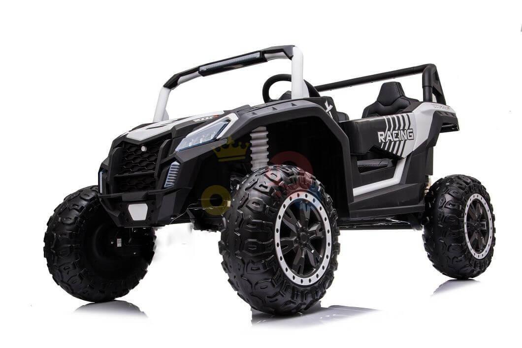 White 2-Seater XXL Edition Blade BT 24V/4WD Kids' Exclusive Buggy/UTV With Rubber Wheels, Leather Seats, Music & RC.
