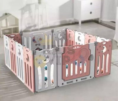 Pink 20 Panels Indoor/Outdoor Foldable Playpen, Fence, Interactive Safety Play Yard  for Toddlers and Infants.