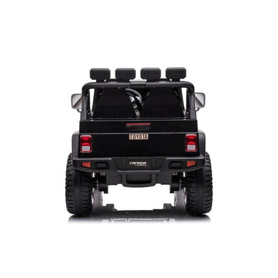 24V Black 2-Seater Premium Edition Toyota 4x4 Truck for Kids W/ EVA Rubber Wheels, Music & RC.