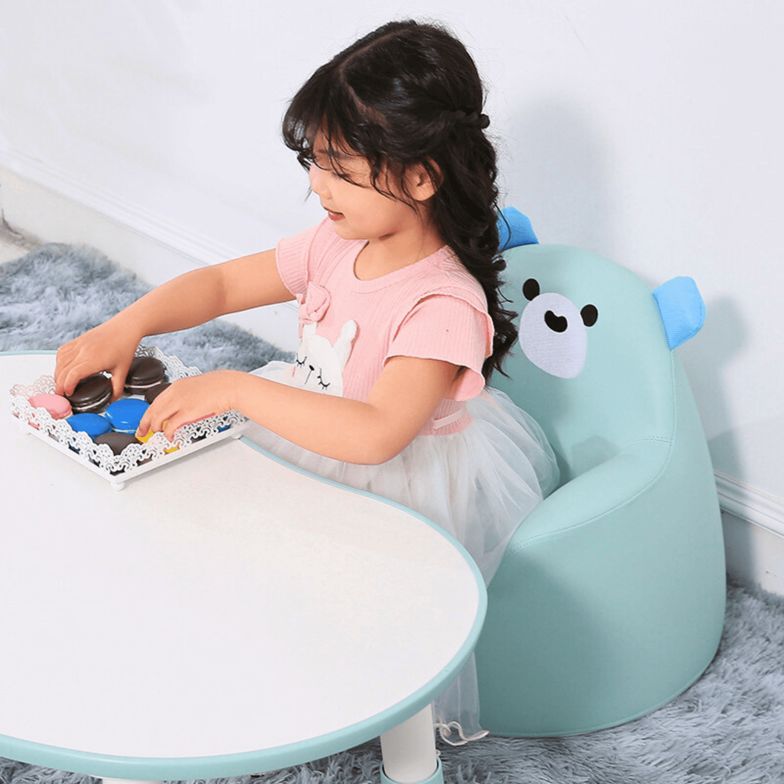 Kids' and Toddlers' Single Seat Cozy Panda Edition Play Sofa Chair - Blue.