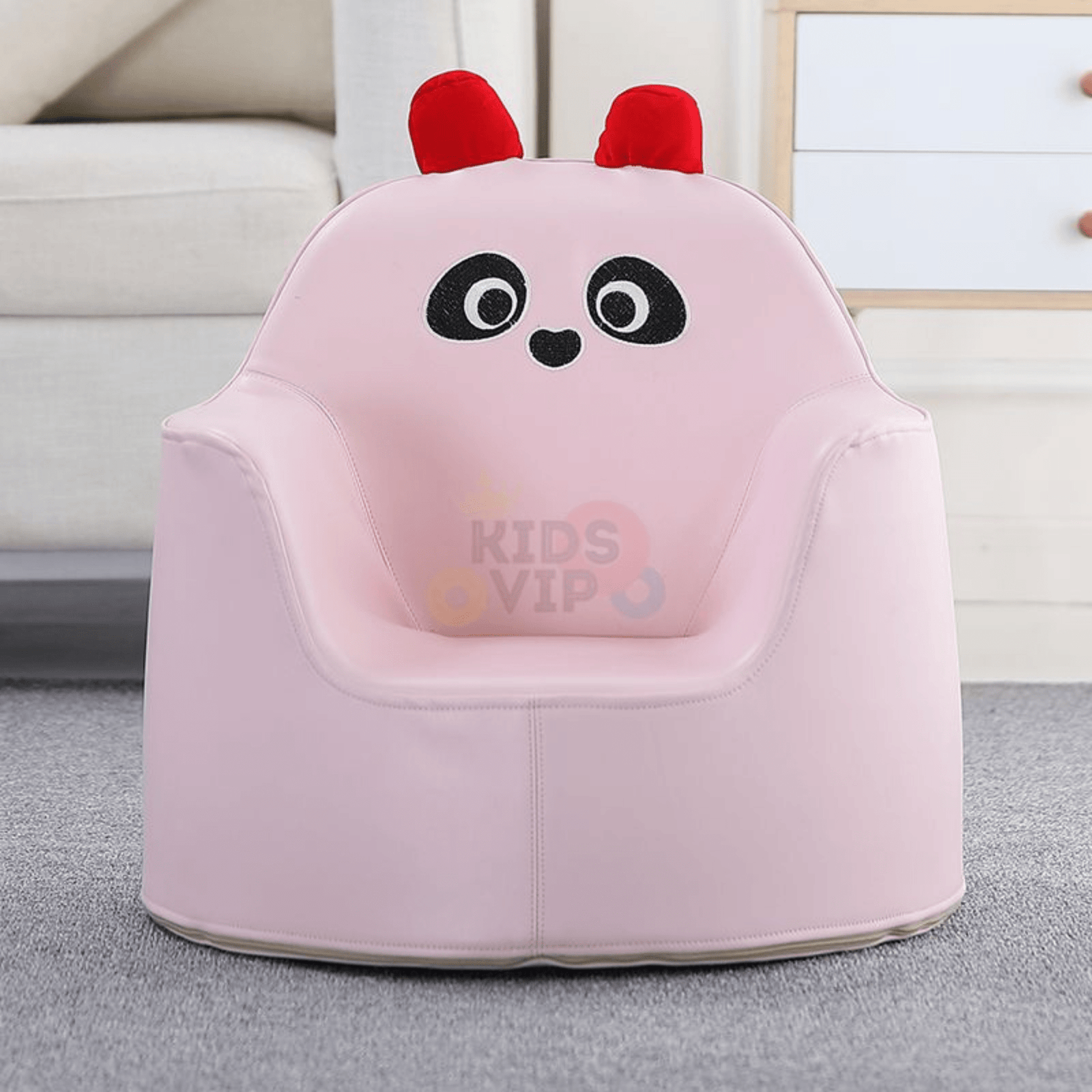 Kids' and Toddlers' Single Seat Cozy Panda Edition Play Sofa Chair - Pink.