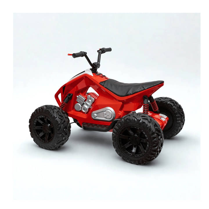 Red Sport Utility Edition 24V Ride-on Quad For Kids With Rubber Wheels, Leather Seat & Music.
