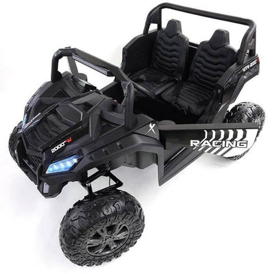 Black 2-Seater XXL Edition Blade BT 24V/4WD Kids' Exclusive Buggy/UTV With Rubber Wheels, Leather Seats, Music & RC.