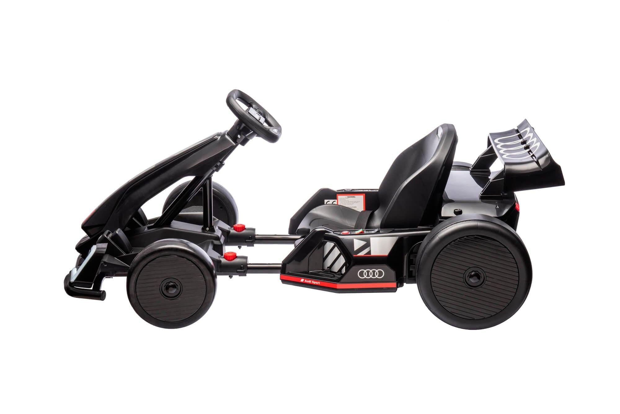 24V Black Newest Upgraded Audi Drifting Go Kart W/ 180° Drift, Bluetooth Music & Lights.