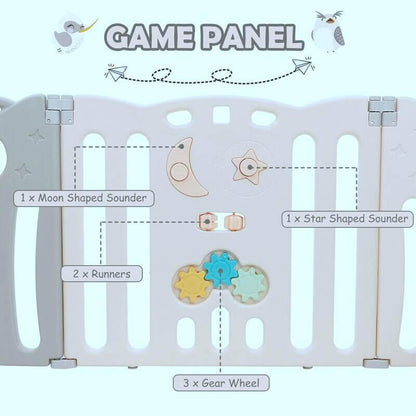 Grey 20 Panels Indoor/Outdoor Foldable Playpen, Fence, Interactive Safety Play Yard  for Toddlers and Infants.